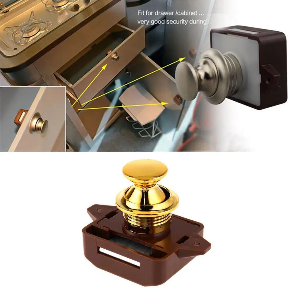 Keyless Zinc Alloy Push Cabinet Locks for RVs, Campers, and Motorhomes