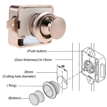 Keyless Zinc Alloy Push Cabinet Locks for RVs, Campers, and Motorhomes